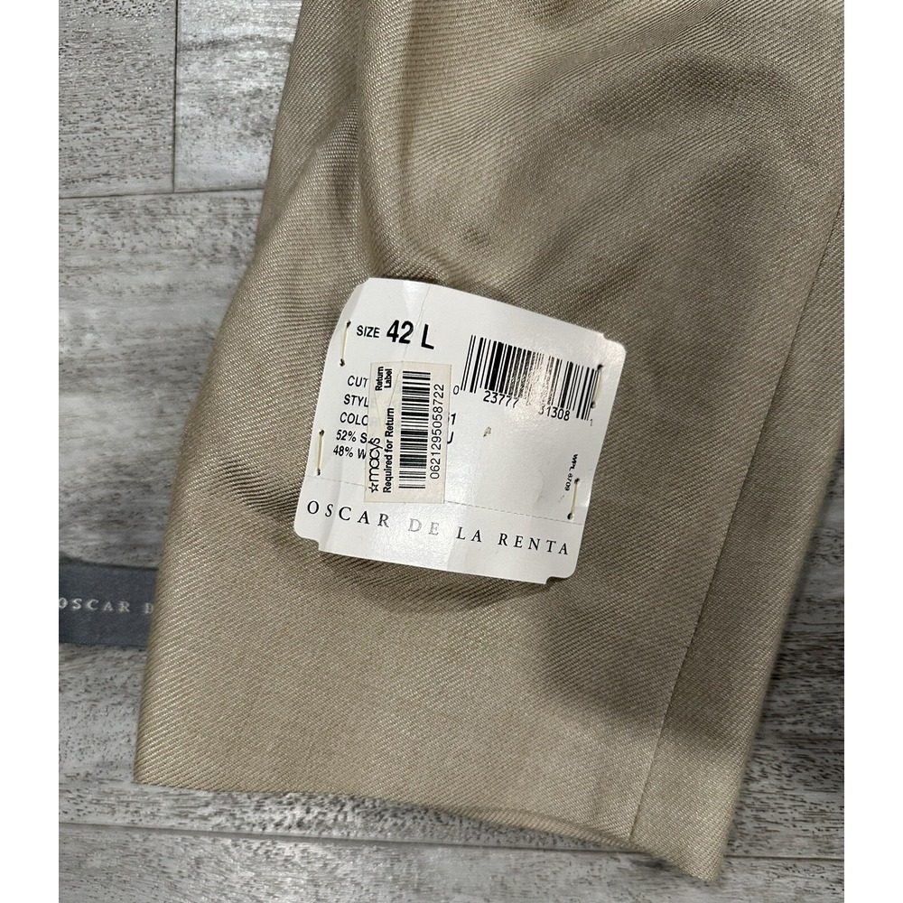 Oscar de la Renta Sportcoat Blazer Mens Size 42L Beige Silk Wool Blend - Picture 7 of 10